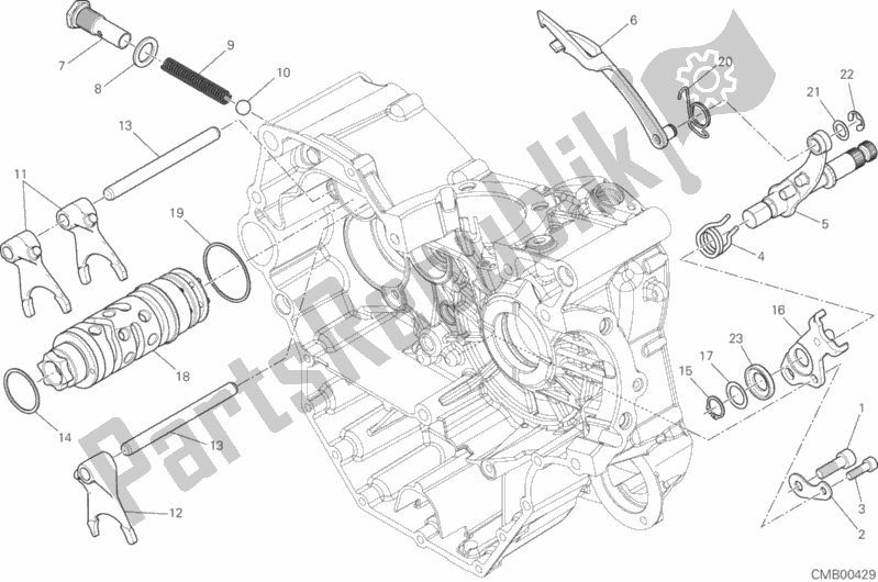 Alle onderdelen voor de Schakelnok - Vork van de Ducati Hypermotard Hyperstrada USA 821 2015